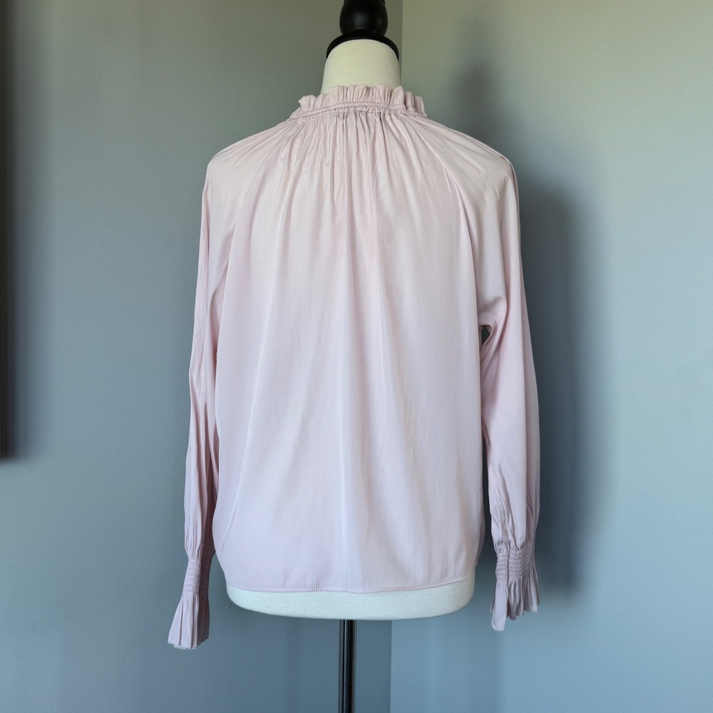 Philosophy Ruffled Neck Blouse Long Sleeve Blush Pink XS - Picture 8 of 10